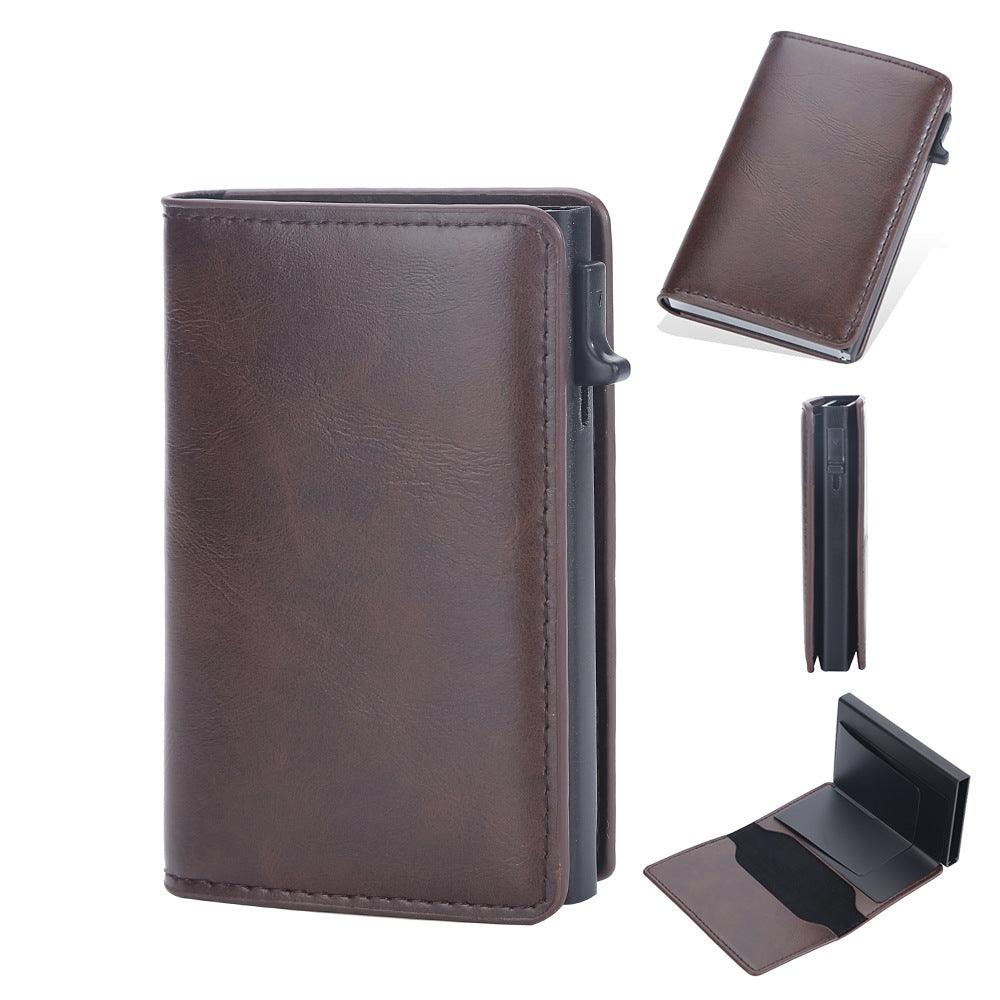 &quot;Guardian Shield&quot; Crazy Horse Leather Anti-Degaussing Card Clamp for Men - Security and Style Combined - Your-Look