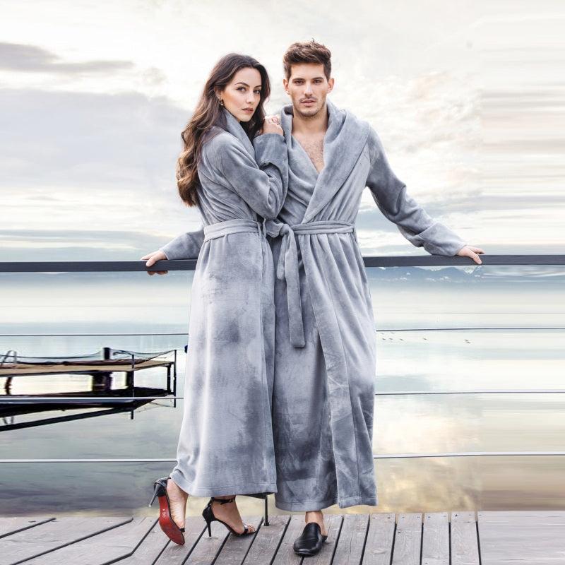 &quot;Cuddle Haven&quot; Thick Coral Flannel Bathrobe for Men and Women - Wrap Yourself in Plush Comfort - Your-Look