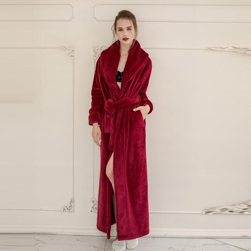 &quot;Cuddle Haven&quot; Thick Coral Flannel Bathrobe for Men and Women - Wrap Yourself in Plush Comfort - Your-Look