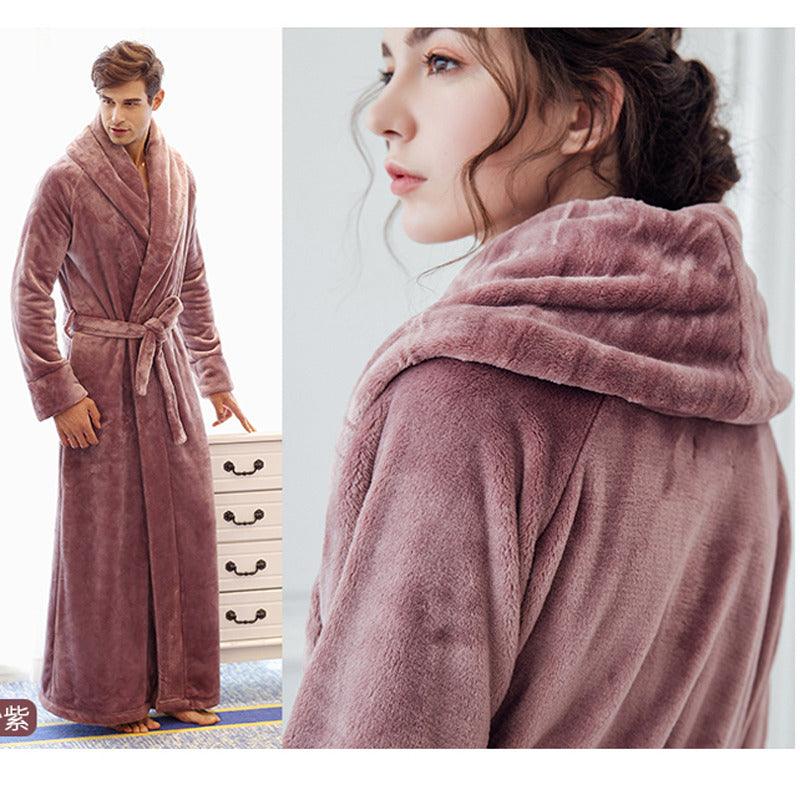 &quot;Cuddle Haven&quot; Thick Coral Flannel Bathrobe for Men and Women - Wrap Yourself in Plush Comfort - Your-Look
