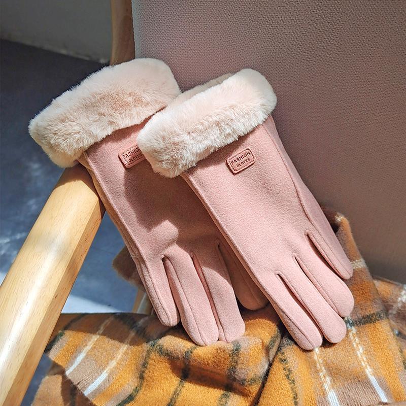 Cute Suede Riding Gloves: Fleece-Lined for Warmth and Comfort - Your-Look