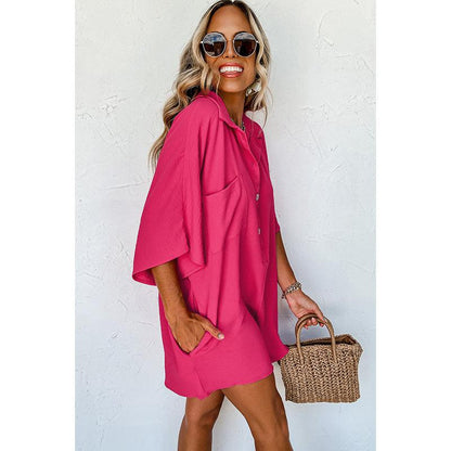 Solid Color Short-sleeved Jumpsuit Loose Casual Multi-pocket - Fashion - Your-Look