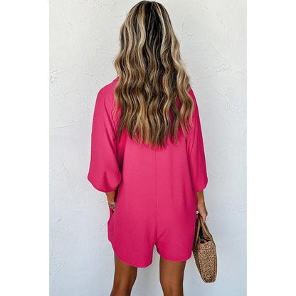 Solid Color Short-sleeved Jumpsuit Loose Casual Multi-pocket - Fashion - Your-Look