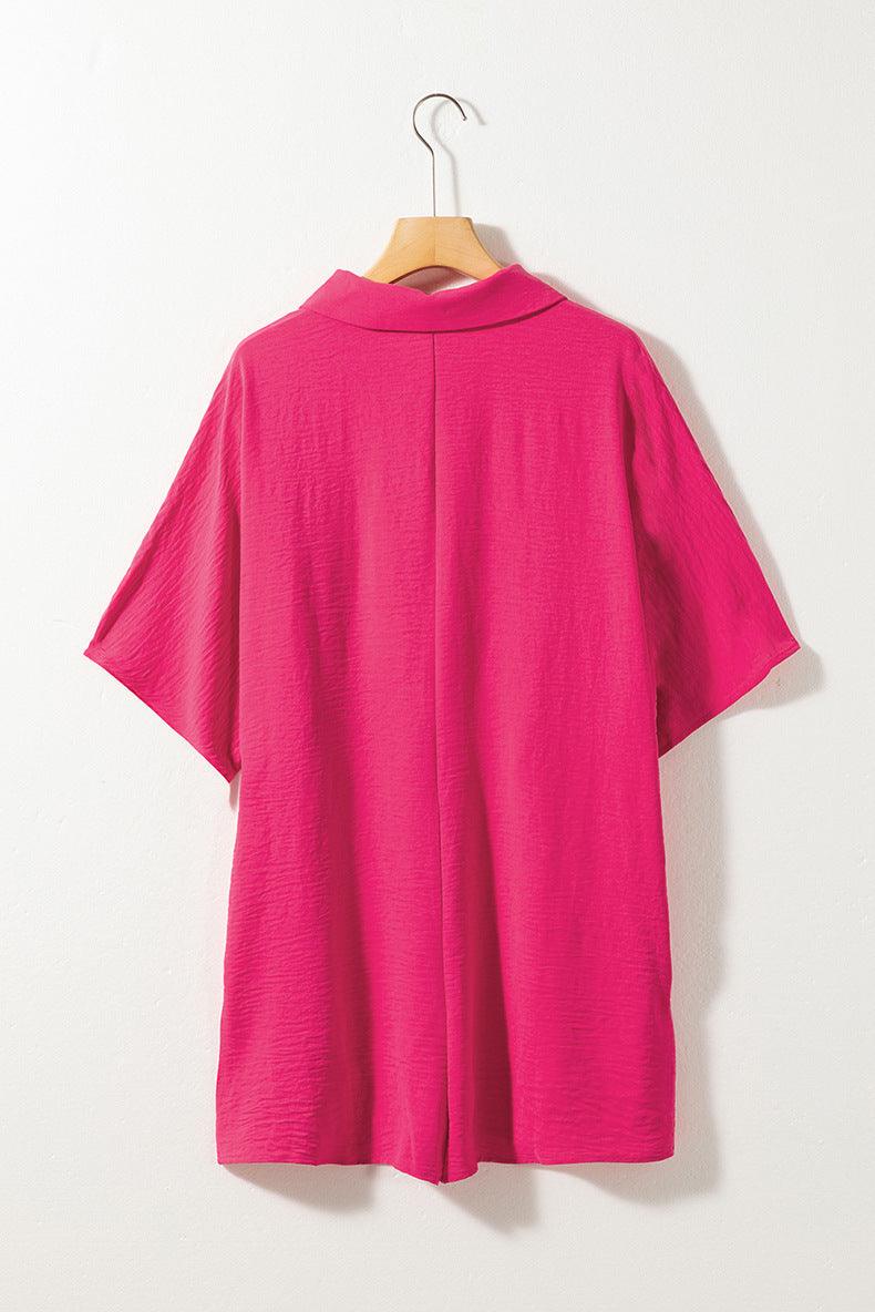Solid Color Short-sleeved Jumpsuit Loose Casual Multi-pocket - Fashion - Your-Look