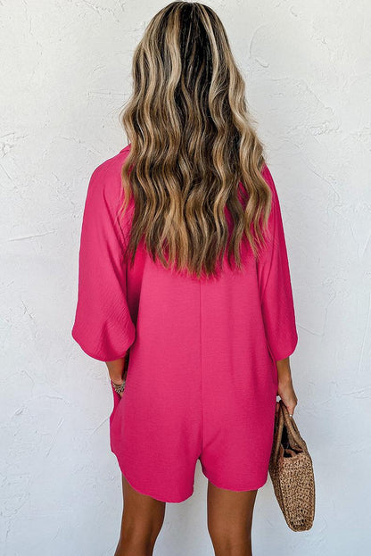 Solid Color Short-sleeved Jumpsuit Loose Casual Multi-pocket - Fashion - Your-Look