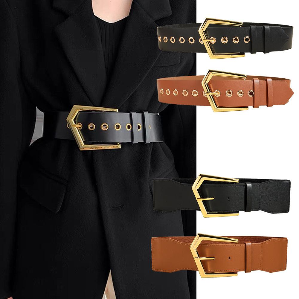Temperament Ladies Elastic Black Stretch Metal Belt Fashion Embellished Coat Skirt Waist Cover - Your-Look