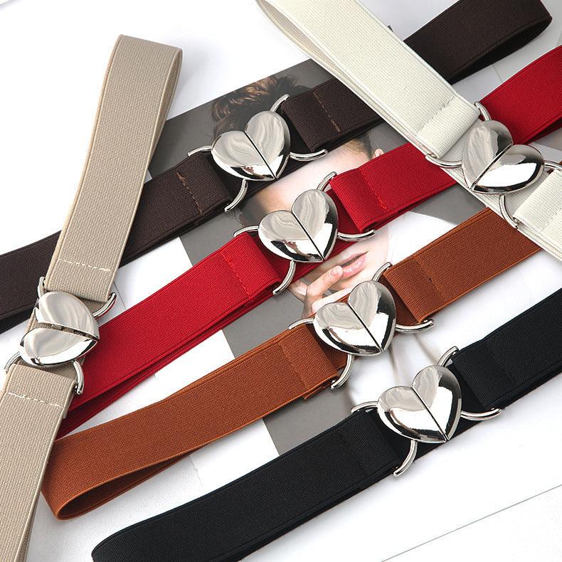 Embrace Style and Comfort with the Elastic Stretch Love Buckle Thin Belt - Your-Look