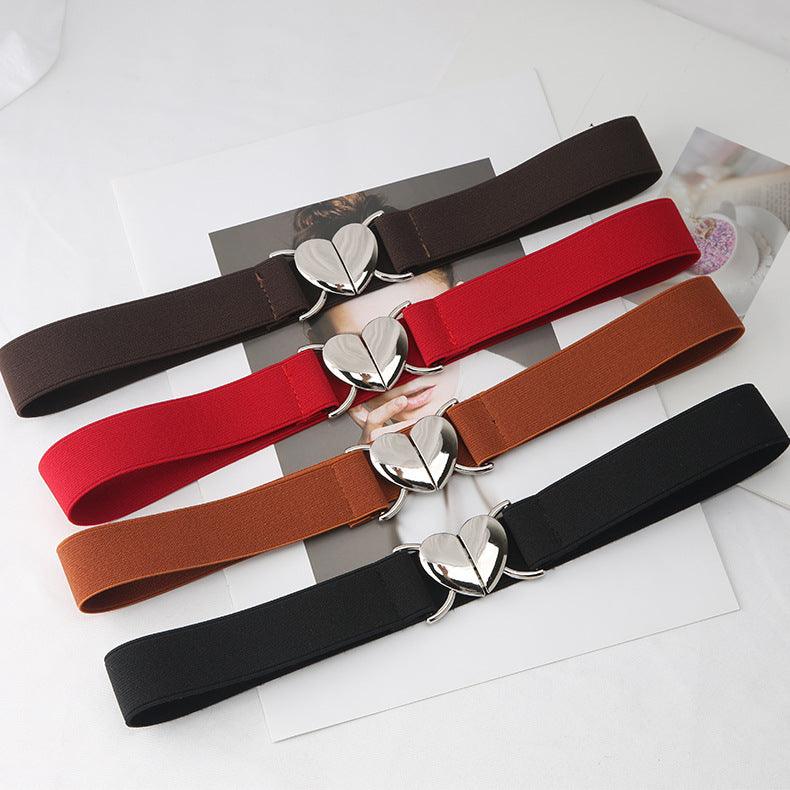 Embrace Style and Comfort with the Elastic Stretch Love Buckle Thin Belt - Your-Look