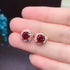 Elegance Redefined: 925 Silver Garnet Stud Earrings with 18K Rose/White Gold Plating