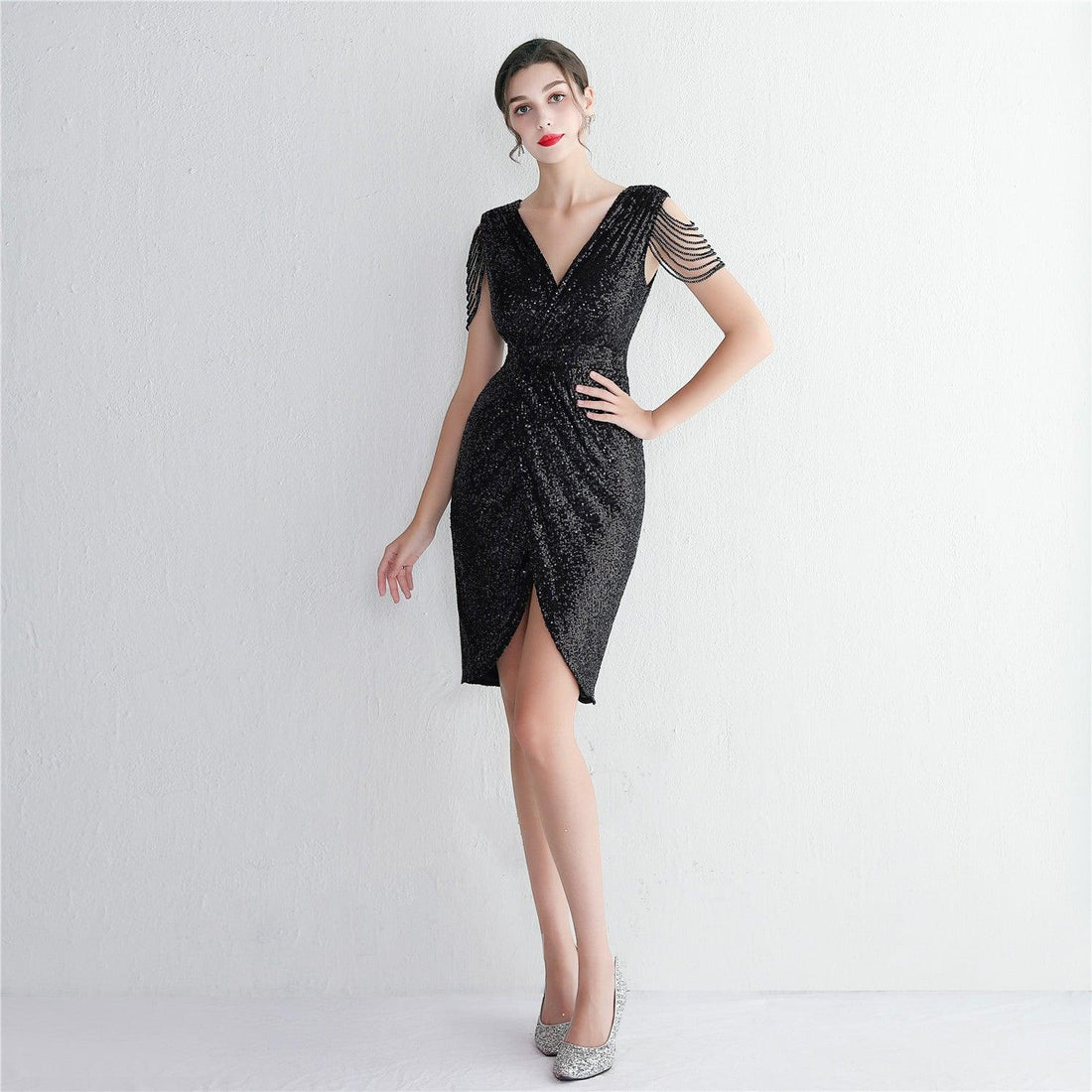 Elegant Embellishments: New Bead Craft Slimming Banquet Evening Dress