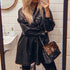 Elegant Lace Waist Leather Jacket Dress: A Fusion of Edge and Grace - Your-Look