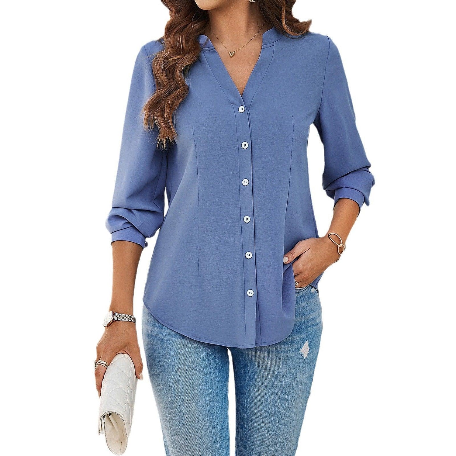 Spring And Summer Commuting Elegant Solid Color Long-sleeved Shirt - Fashion - Your-Look