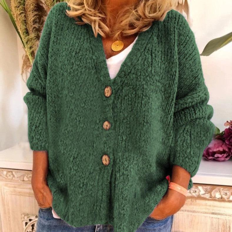 Elegant Three-Button Knitted Cardigan Sweater: Timeless Comfort and Style