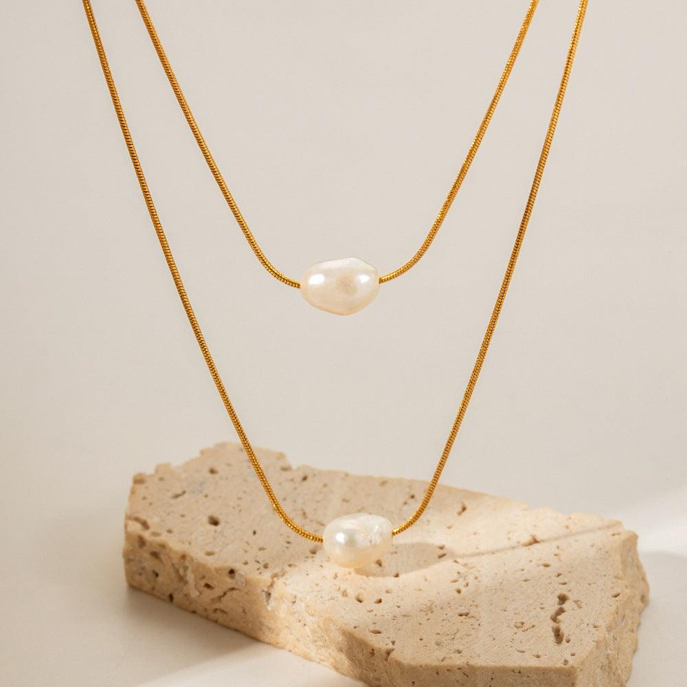 Elevate Your Elegance with Freshwater Pearl Double-Layer Non-Fading Necklace - Your-Look