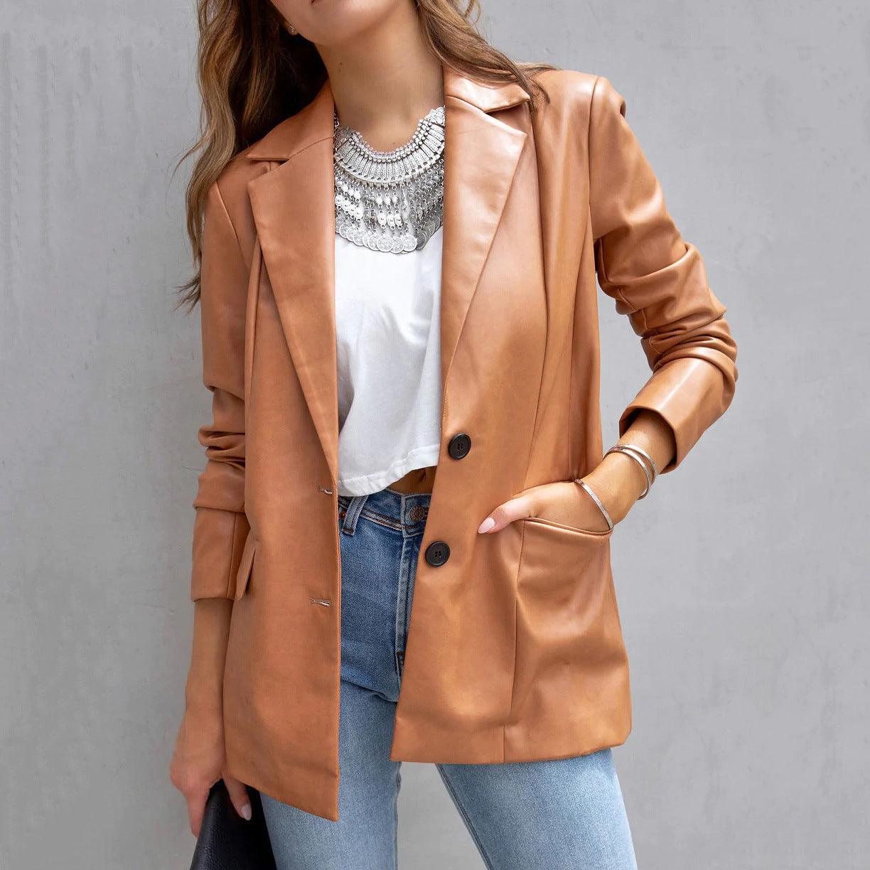 Elevate Your Style: Long Sleeve Button PU Cardigan Coat for Women - Your-Look