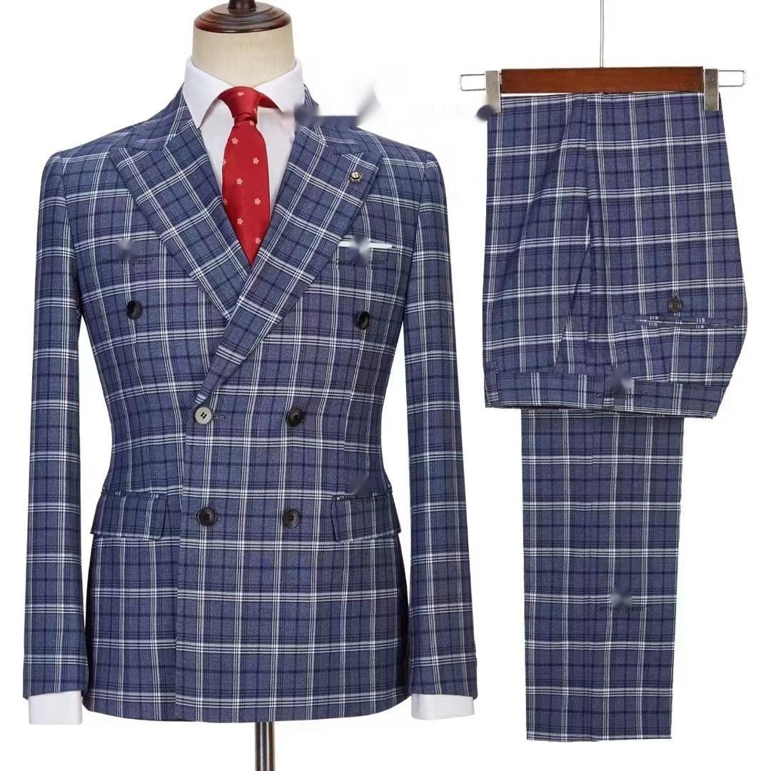 Elevate Your Style with a Contrast Color Slim Fit Woolen Suit Two-Piece Set