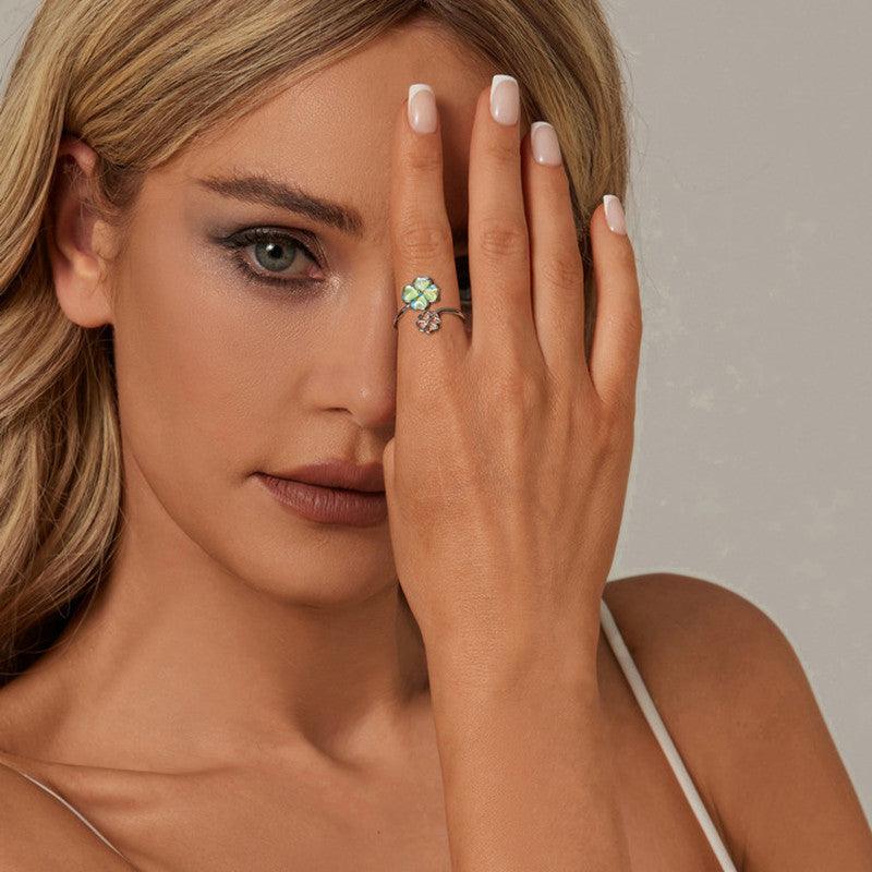 Embrace Good Fortune with our Sterling Silver Lucky Four-Leaf Clover Ring