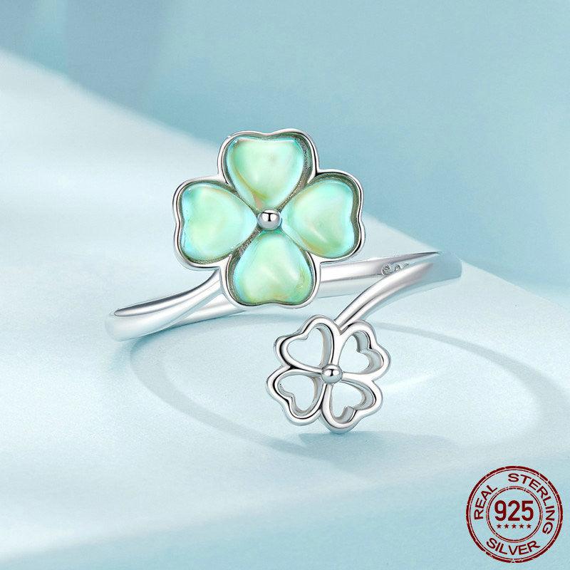 Embrace Good Fortune with our Sterling Silver Lucky Four-Leaf Clover Ring - Your-Look
