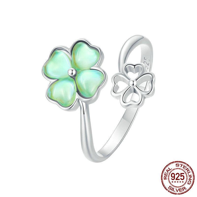 Embrace Good Fortune with our Sterling Silver Lucky Four-Leaf Clover Ring - Your-Look