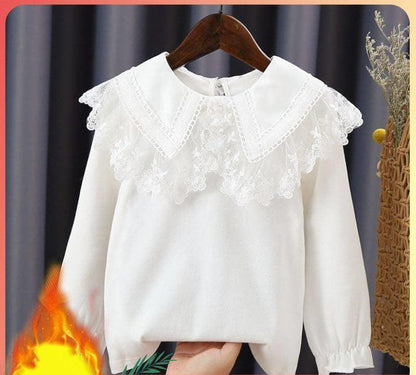 Girls Princess Lace Bottoming Shirt Long Sleeves -  - Your-Look