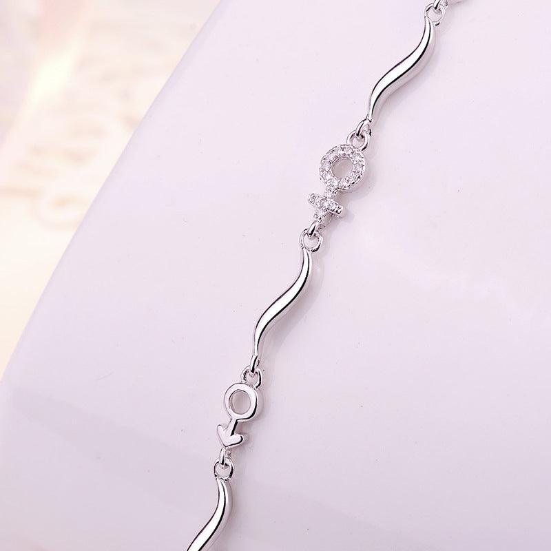 Eternal Bond: 925 Silver Bracelet with Girl Symbol Pendant and Bright White Gem Stones - Your-Look