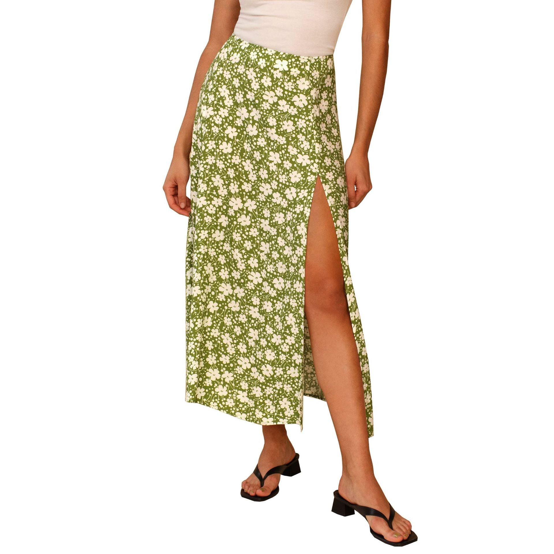 European And American Leopard Print Long Skirt High Waist Slit Hip Skirt - FASHION - Your-Look