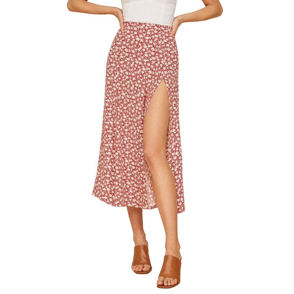 European And American Leopard Print Long Skirt High Waist Slit Hip Skirt - FASHION - Your-Look