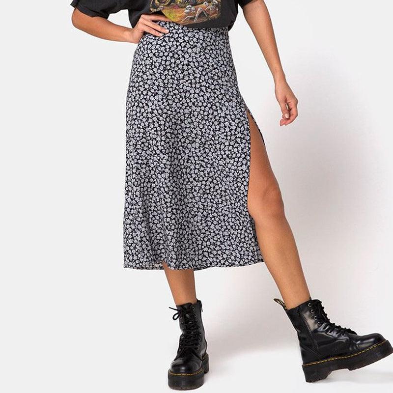 European And American Leopard Print Long Skirt High Waist Slit Hip Skirt - FASHION - Your-Look