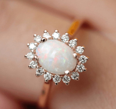 European Beauty: New Egg-Shaped Opal Ring Plated with 18K Rose Gold - Your-Look