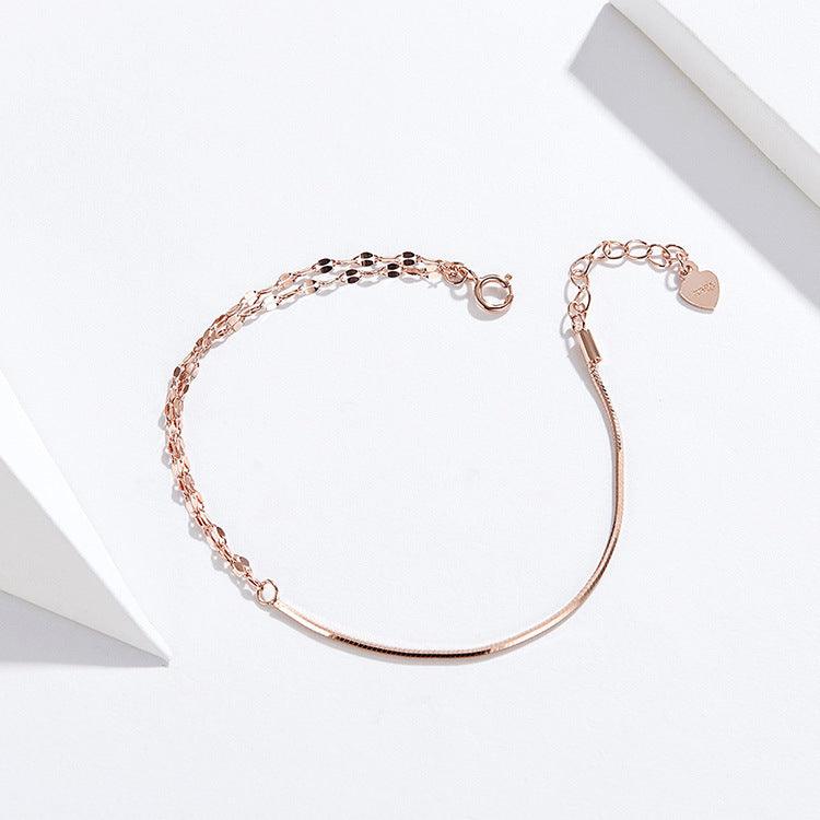 Exquisite 18K Rose Gold Plated 925 Sterling Silver Bracelet