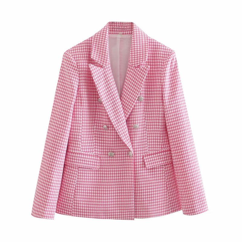 Classic Charm: Fashion Houndstooth Slim-Fit Casual Blazer - Your-Look