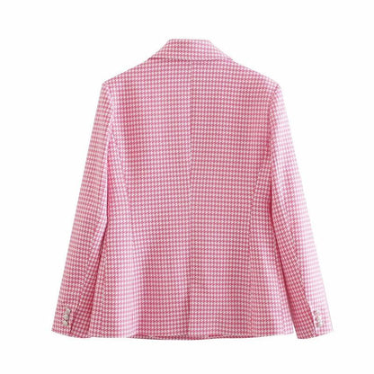 Classic Charm: Fashion Houndstooth Slim-Fit Casual Blazer - Your-Look