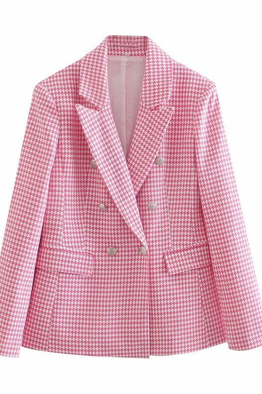 Classic Charm: Fashion Houndstooth Slim-Fit Casual Blazer - Your-Look