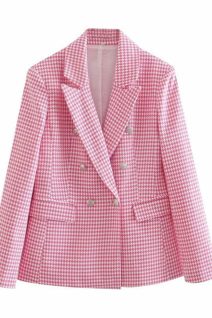 Classic Charm: Fashion Houndstooth Slim-Fit Casual Blazer - Your-Look