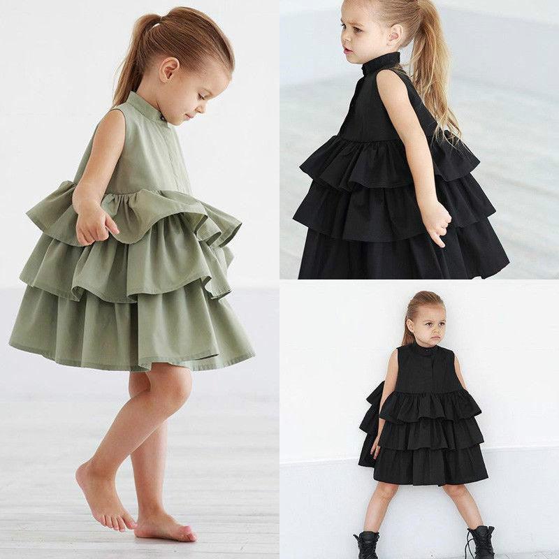 Fashion Simple Solid Color Sleeveless Small And Medium Girl Dress -  - Your-Look