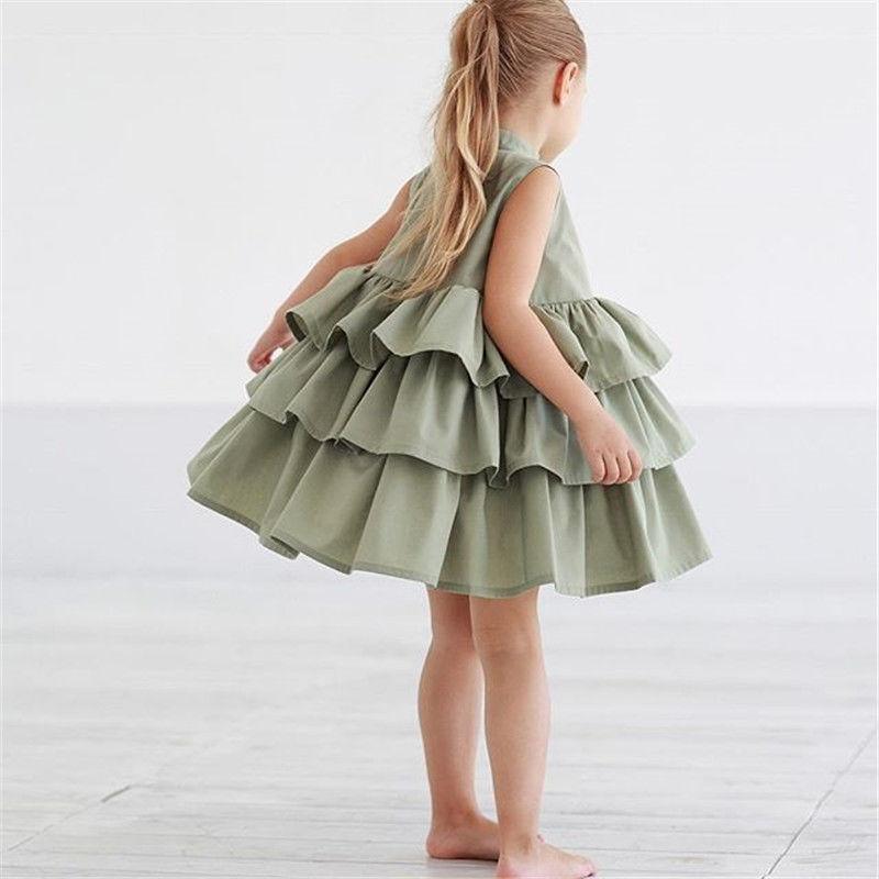 Fashion Simple Solid Color Sleeveless Small And Medium Girl Dress -  - Your-Look