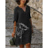 Flower Print Rendering V-neck Half Sleeves Mid-waist Pullover A- Line Skirt Dress - Fashion - Your-Look