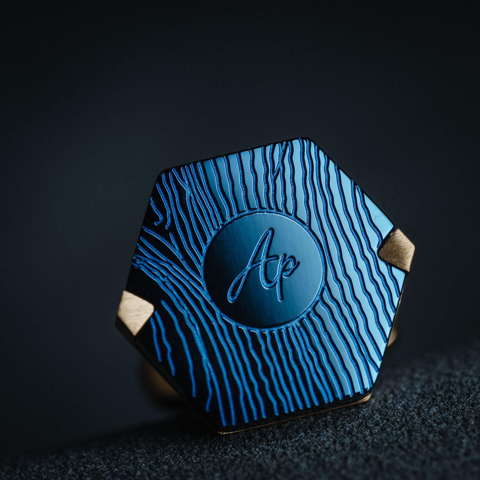 &quot;Parisian Elegance&quot; French Blue Gold Cufflinks for Men&