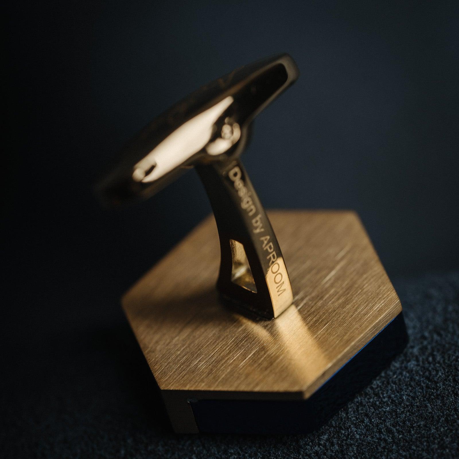 &quot;Parisian Elegance&quot; French Blue Gold Cufflinks for Men&