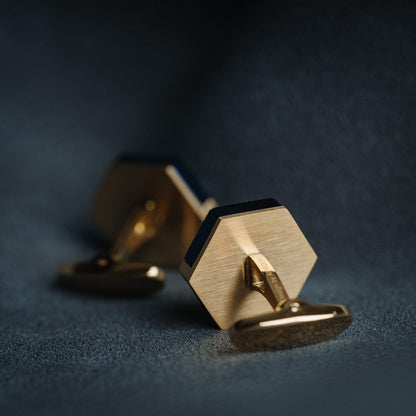 &quot;Parisian Elegance&quot; French Blue Gold Cufflinks for Men&