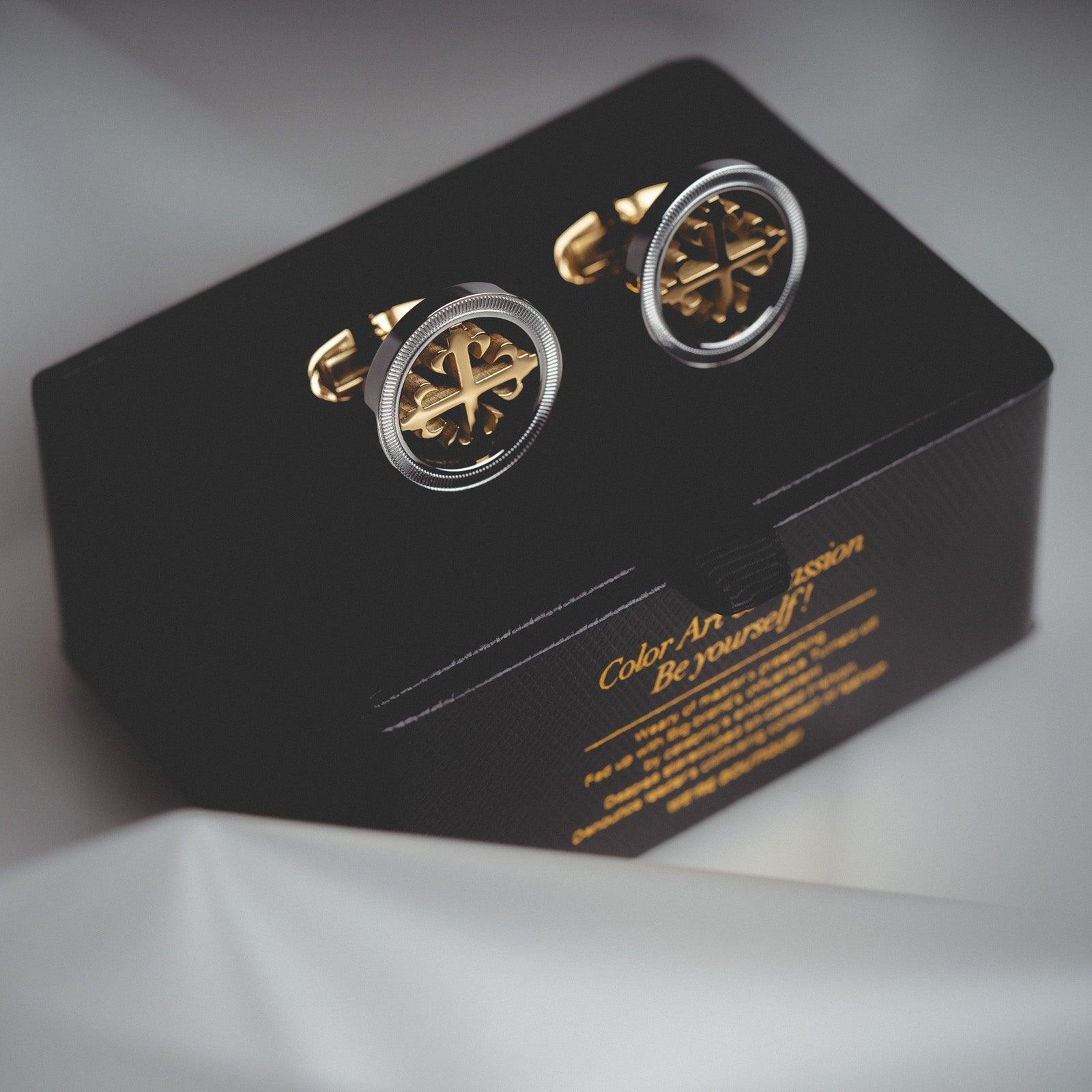 &quot;Elegant Fusion&quot; French Gold and Silver Cufflinks for Men&