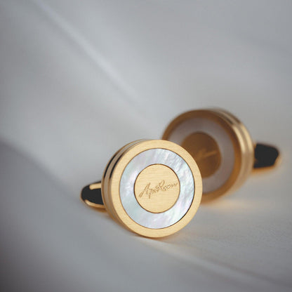 &quot;Timeless Fusion&quot; French Gold and Silver Shell Cufflinks for Men&