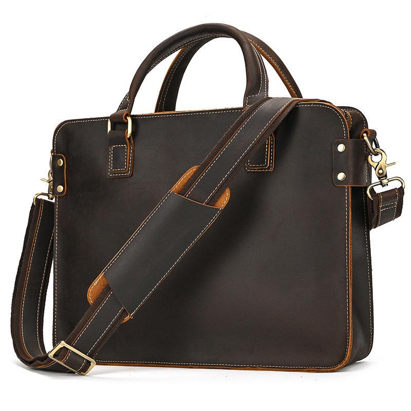 Retro Crazy Horse Leather Briefcase 14-inch Commuter Business - Your-Look