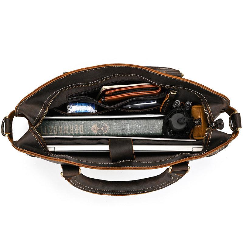 Retro Crazy Horse Leather Briefcase 14-inch Commuter Business - Your-Look