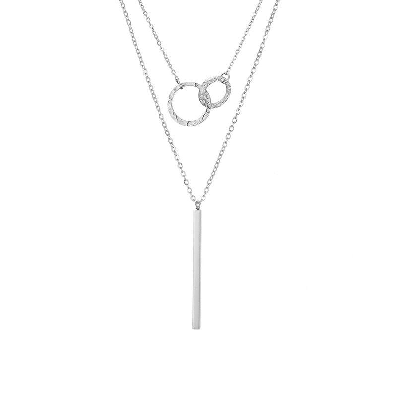 Geometric Pendant Double-layer Stainless Steel Necklace - Fashion - Your-Look