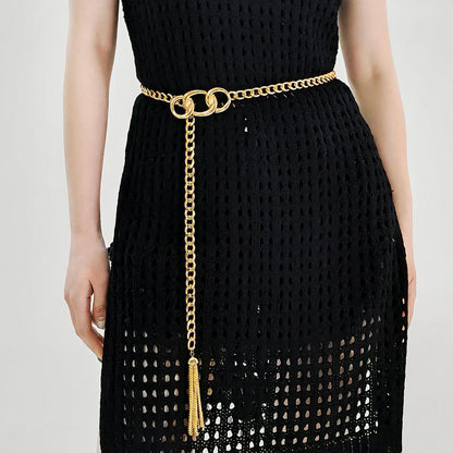 Fashion Pop Metal Waist Chain Embellished Fringe Belt Personality Women Jeans Skirt Accessory Belt - Your-Look