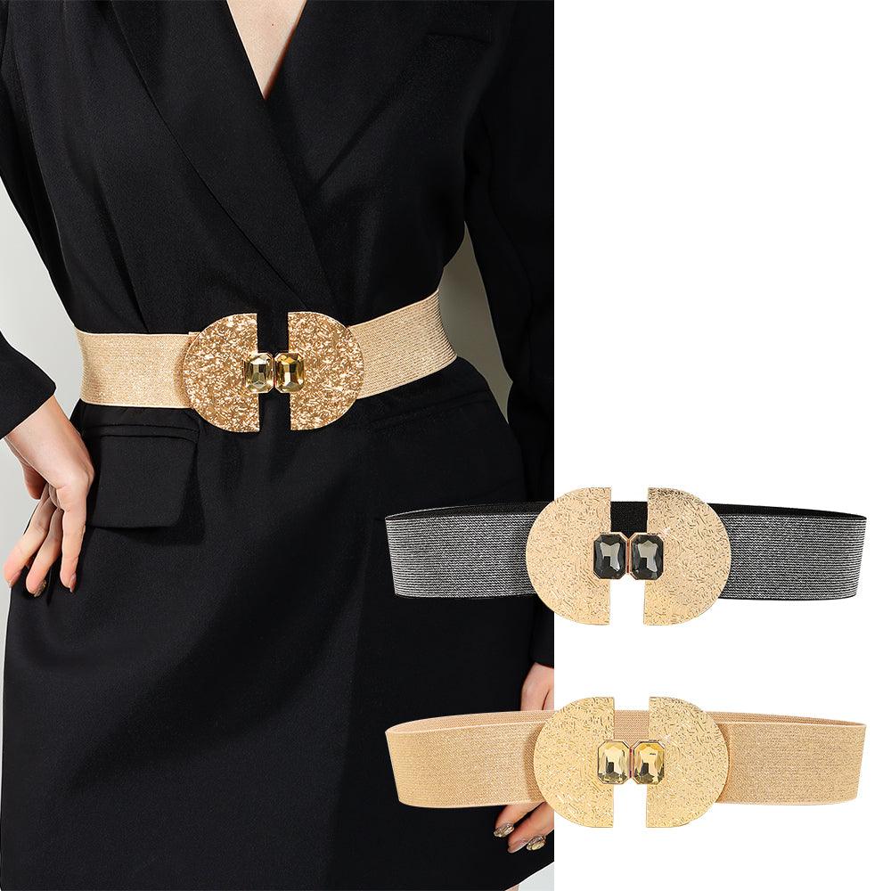 Add Glamour to Your Outfit with the Fashion Stretch Women Glittering Pearls Elastic Belt - Your-Look