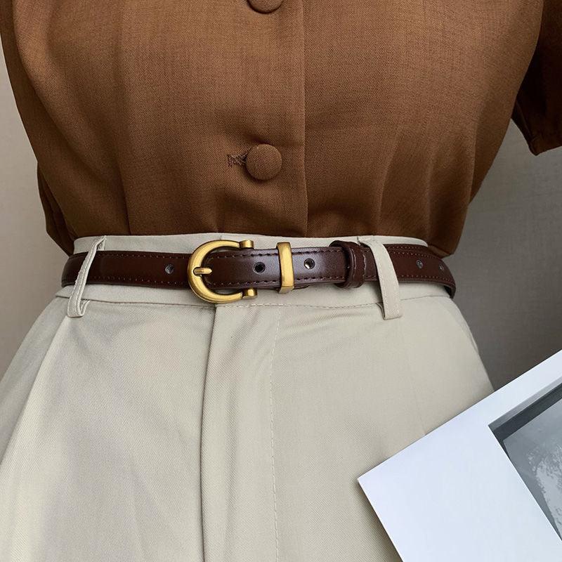 Small Golden Button Black Versatile Belt: Elevate Your Style with Chic Sophistication - Your-Look