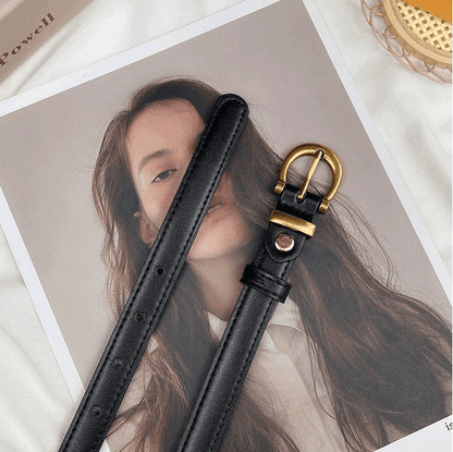 Small Golden Button Black Versatile Belt: Elevate Your Style with Chic Sophistication - Your-Look