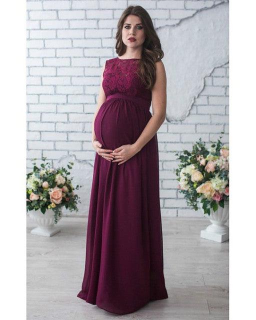 Graceful Bloom: Lace Sleeveless Maternity Dress - Your-Look